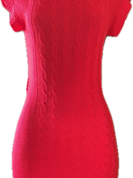 Vintage Chillipop Fitted Red Turtleneck Cable-Knit Mini Dress - Picture 12 of 13
